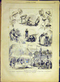 Original Old Antique Print Beaches Granville Sea Sketches French 1880 Victorian