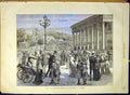 Original Old Antique Print Bade Promenade Conversation French 1880 Victorian