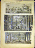 Original Old Antique Print Castle Osborne Palace Building Architecture 1880 19th