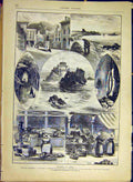 Original Old Antique Print Jersey Sketches Saint-Helier Orgueil French 1880 19th