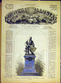 Original Old Antique Print Statue Thiers Mercie Saint-Germain French 1880 19th
