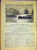 Original Old Antique Print Regatta Palermo Boats Ship French 1880 Italy 19th