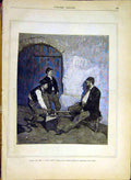 Original Old Antique Print Roeder Farce Cripple Wooden-Leg Boys 1880 Victorian
