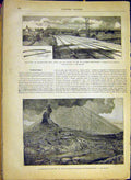 Original Old Antique Print Train Railway London Dynamite Vesuvius Volcano 1880