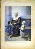 Original Old Antique Print Lhermitte L'Aieule -Woman Nun Child Religious 1880