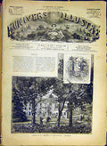 Original Old Antique Print Gambetta House Building D'Avray French 1880 Victorian