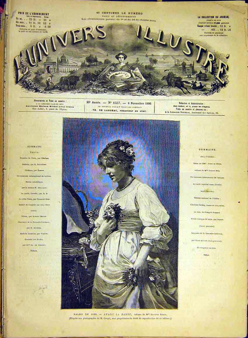 Original Old Antique Print Avant Le Dance Dance Bole Fine Art French 1880 19th