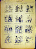 Original Old Antique Print Review Comic Draner Sketch Hunting Rabbit 1880 19th