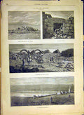Original Old Antique Print Diban Ruins Khan-Zi-Bib Ziza Reservoir Moabites 1880