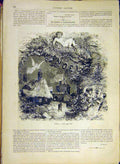 Original Old Antique Print Christmas Noel Church Leveille Sketch French 1880