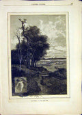 Original Old Antique Print July Month Season Landscape French 1881 Victorian