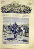 Original Old Antique Print Review 14 July Lecointe Army Paris French 1881