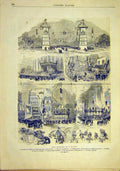 Original Old Antique Print National Fete 14 July France Montmartre Paris 1881