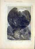 Original Old Antique Print August Month Season Montbard River French 1881 19th