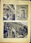 Original Old Antique Print Nile Cairo Egypt Temple Arab Karasko French 1881
