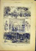 Original Old Antique Print Theatre Porte-Saint-Martin Scenes Cogniard 1881 19th