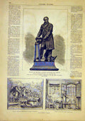 Old Antique Print Statue Sauvage Helice Liane Prison Lorimier Bas-Relief