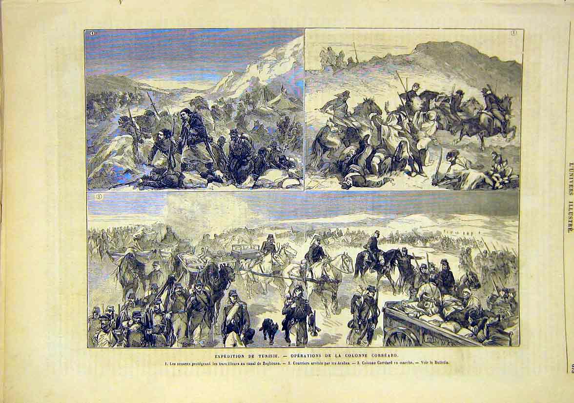 Old Antique Print Expedition Tunisia Colonel Correard Zaghouan Arabs 1881 19th