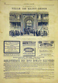 Original Old Antique Print Saint-Denis Monument Entrance France French 1881 19th