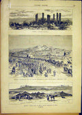 Original Old Antique Print Tunisia Ruins Tonga Amphitheatre Kasbah 1881 19th