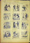 Original Old Antique Print Comic Review Sketches Draner French 1881 Victorian