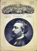 Original Old Antique Print Portrait Leon Gambetta Minister French 1881 Victorian
