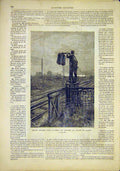 Original Old Antique Print Post-Train Railway Transport French 1881 Victorian