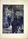 Original Old Antique Print Paris Rodeurs Village French 1881 France Victorian