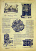 Original Old Antique Print Havard Furniture Louis Art Work 1881 19th