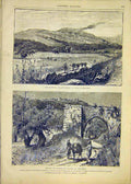 Original Old Antique Print Kefr-Kenna Sebastieh Samaria Guerin French 1881 19th