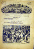 Original Old Antique Print Christmas Family Children Party French 1881 Victorian
