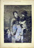 Original Old Antique Print Christmas Carol Singers New-Year French 1881 19th