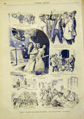 Original Old Antique Print Paris Boulangers Butcher France French 1891 Victorian