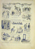 Original Old Antique Print Sketches Draner French 1891 19th Century