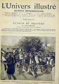 Original Old Antique Print Berne Zollikofen Fete Switzerland French 1891 19th
