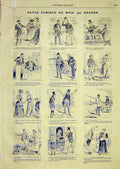 Original Old Antique Print Sketches Draner Comedy Travels French 1891 Victorian