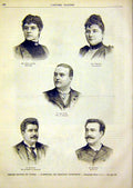 Original Old Antique Print Portrait Caron Fierens Dyck Renaud Delmas 1891 19th