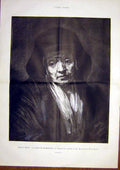 Original Old Antique Print Rembrandt Mother Jacob-Bazin Portrait French 1891