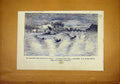 Original Old Antique Print Floods France Carasonne Nine Bridge Pont Neuf 1891