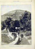 Original Old Antique Print Winter Stations Beaulieu Lady View French 1891 19th