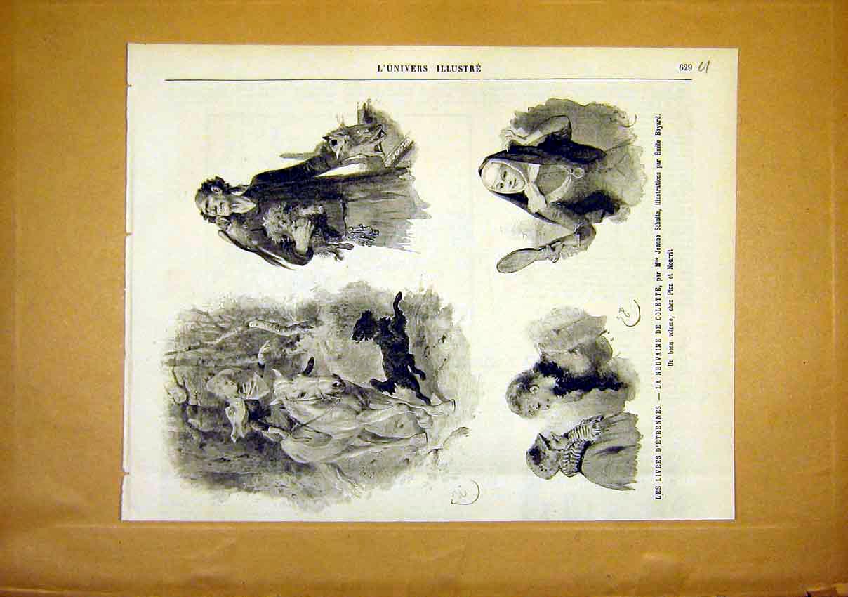Original Old Antique Print Etrennes Colette Schultz Bayard French 1891 19th