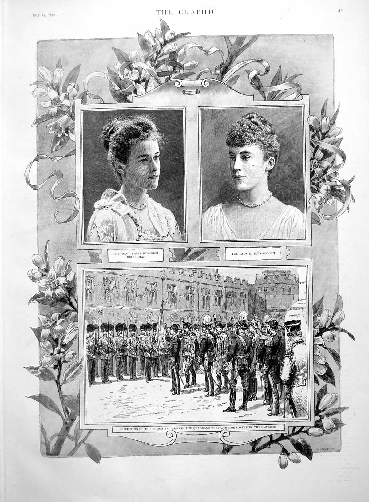 Antique Print B Bridgeman E Cadogan Emperor Inspection 2Nd Scots Guards 1891