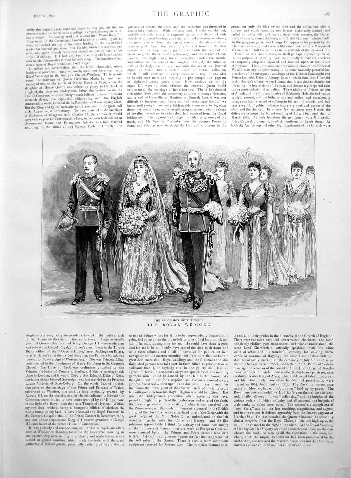 Old Hm Princess Louise Signing Wedding Register Procession Bride 1891 Victorian