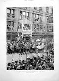 Old Print German Imperial Majesties Visit Sketch Strand Shower Roses 1891 19th