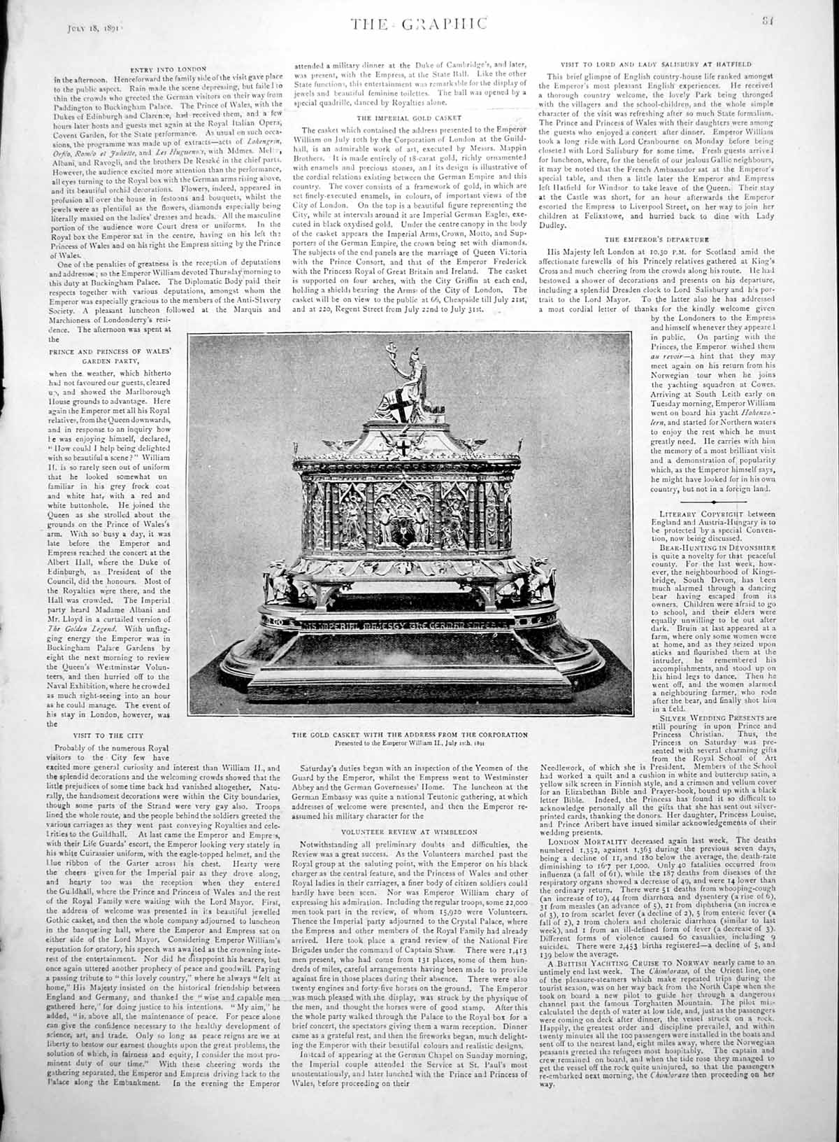 Old Antique Print Evening Promenade German Exhibition GCasket Emperor 1891 19th