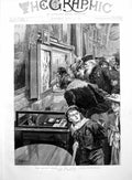 Old Print Nelson Relics Royal Naval Exhibition Cases Crowds Children 1891 19th
