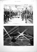 Antique Old Print Man-Of-War Funeral At Sea Ships Searching Forth Bridge 1891