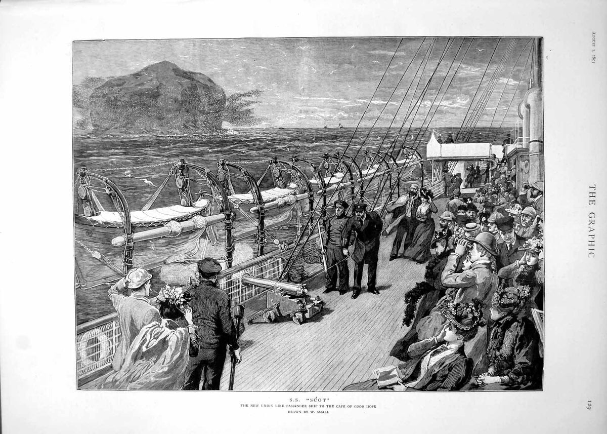 Antique Print S.S. Scot Passenger Ship Cape Good Hope Brand Dear Bart 1891 19th