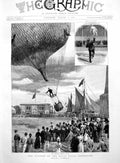 Antique Old Print Balloon Royal Naval Exhibition Aeronaut Makes A Start 1891