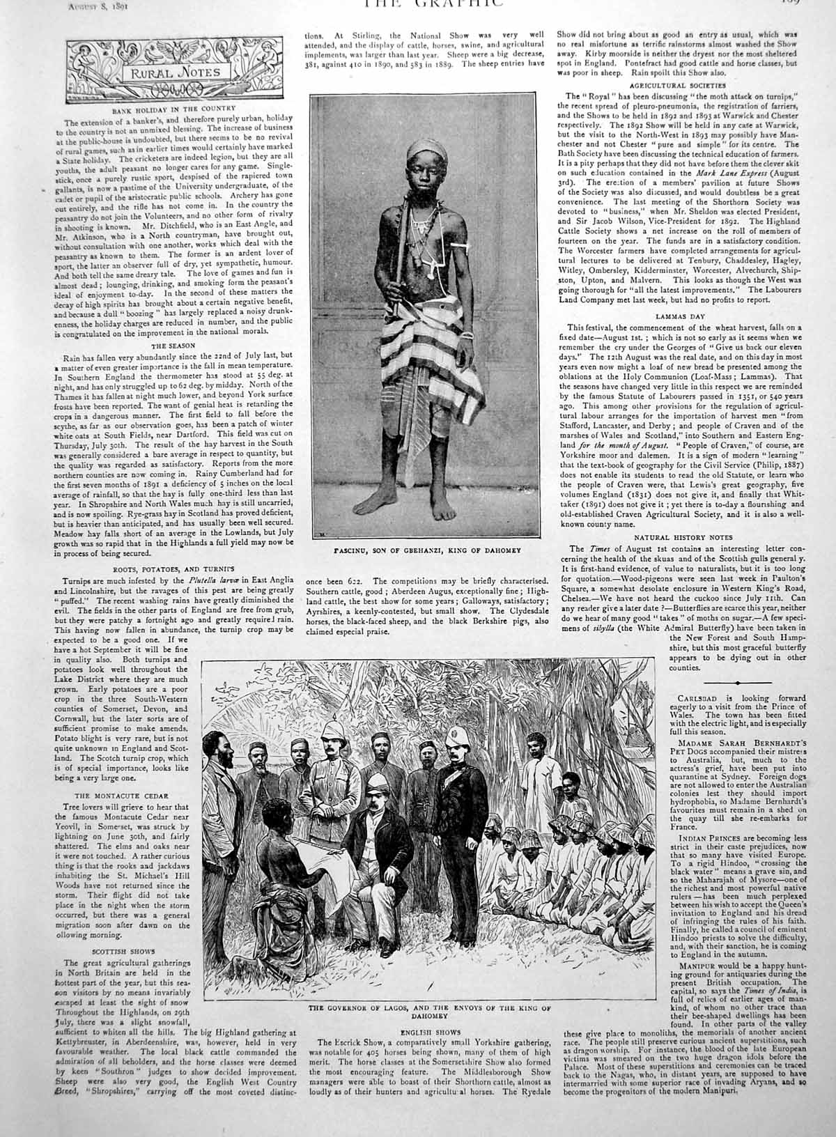 Antique Old Print Fascinu Son King Dahomey Governor Lagos Church Choirs 1891